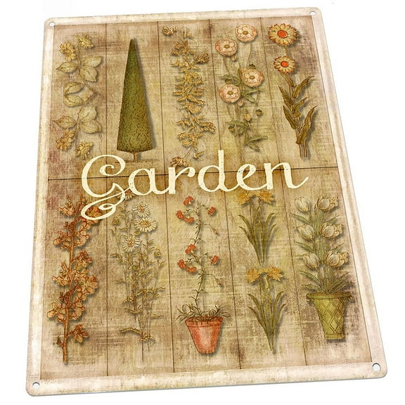 Garden 9"x12" Metal Sign, Wall Decor for Porch, Patio, or Deck