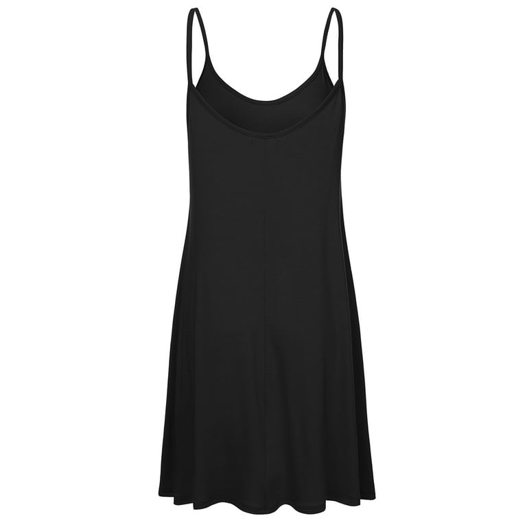 Women s Casual Spaghetti Loose Swing Slip Dress BLACK M Walmart