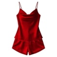 thumbnail image 7 of Xunmmm Womens Pajamas Set Satin Halter Tank Top and Short Thin Strap V Neck Two Piece Set Sleepwear Comfortable Loungewear Outfit, 7 of 7