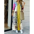 thumbnail image 3 of oyyn Women's Casual Print Long Shirt Dress Long Sleeve Button Up Dress Female Summer Side Split Shirt Maxi Dresses L, 3 of 5