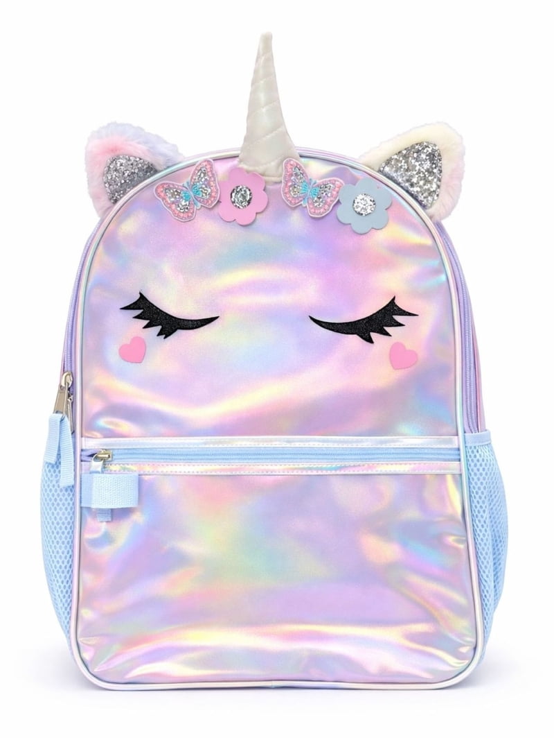 girls holographic unicorn mini backpack Hype Gold Unicorn Sequin Cute Backpack Holographic School Backpacks Wonder Nation Girl's 17 inch