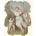 thumbnail image 2 of Continental School 20x24 Black Ornate Framed Double Matted Museum Art Print Titled: Girl on a Swing with Two Children (19th Century), 2 of 5