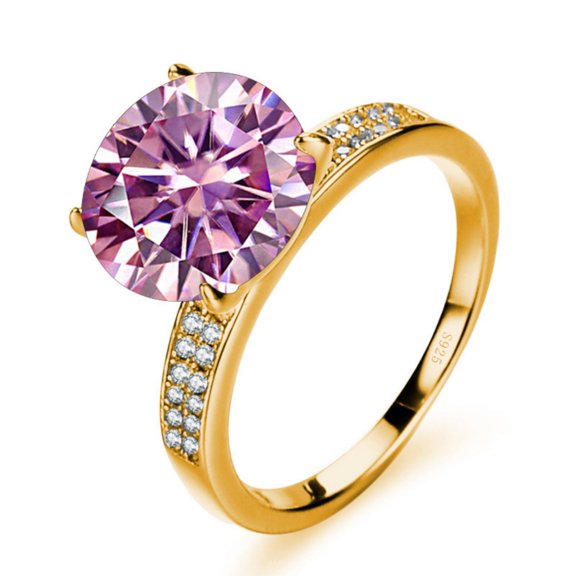 Dainty 5 Carat Rose Gold Moissanite Rings for Women Round Cut D Color VVS1 Lab Diamond Rings for Women 925 Sterling Silver Moissanite Engagement Ring for Women