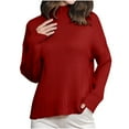 thumbnail image 2 of YHAJDS Women Winter Oversized Sweatshirt,Womens Long Sleeve Tops Womens Sweatshirts Blouse Coat Solid Color Crew Neck and Turtleneck Pullover Knit Sweater, 2 of 3