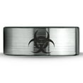 thumbnail image 2 of Tungsten Biohazard Toxic Poison Symbol Band Ring 8mm Men Women Comfort Fit Brushed Gray Flat Cut Black Polished, 2 of 4
