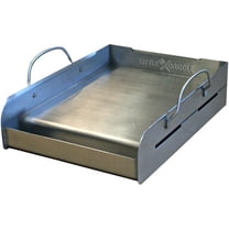 griddle-Q GQ120 100% Stainless Steel Medium-Sized Professional Griddle with Even Heating Bracing and Removable Handles for Charcoal/Gas Grills, Camping, Tailgating, and Parties (14"x16"x6.5")