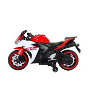 TAMCO Ride On Motorcycle Kids Electric Ride-On Toy With Training Wheels, Manual Throttle, And Lighting Wheels