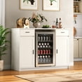 thumbnail image 2 of Herture Mini Fridge Cabinet,Coffee Bar Cabinet with Fridge Space & Wine Storage with Outlet,Fits 24" Fridge,Mini Fridge Stand,Buffet Sideboard Table Wine Cabinet for Kitchen Dining Room White KH04MRW, 2 of 8