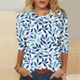 thumbnail image 2 of Inleife New Arrivals Fashion Women's Printed Blouses Three-Quarter Sleeve T-Shirt Round-Neck Top, 2 of 5