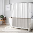 thumbnail image 6 of Seasonwood Bathroom Shower Curtain Taupe Cloth Shower Curtain Brown Striped White Shower Curtain Tassel for Bathroom Curtains 72 inch, 6 of 7