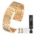 thumbnail image 3 of Uxcell Stainless Steel Watch Bands 21mm Double Pressing Butterfly Clasp Metal Solid Steel Chain Watch Strap, Rose Gold, 3 of 8