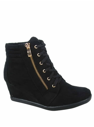 All black store wedge sneakers
