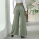 thumbnail image 5 of Pantalones casuales de color gris y verde para mujer: corte holgado, cintura elástica, perfectos para el trabajo, citas, playa - Pantalones de pierna ancha y cintura alta XXL, 5 of 7