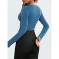 thumbnail image 5 of Arvbitana Women's Cropped Workout Tops Solid Color Cutout Slim Pullovers Crew Neck Thumb Hole Long Sleeve Yoga Athletic Shirts for Gym Sport Activewear, 5 of 6