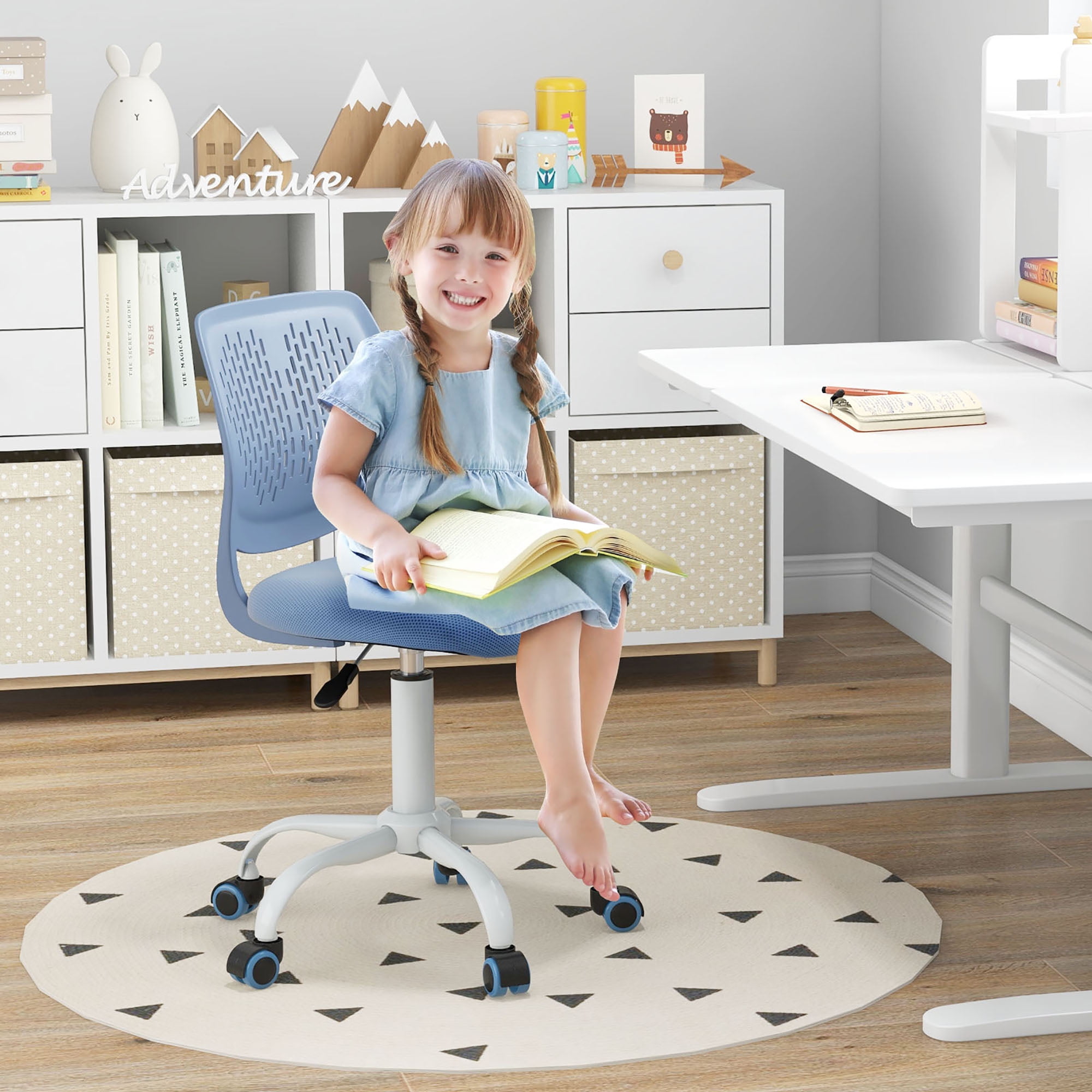 Gouun Ergonomic Children Study Chair with Adjustable Height Blue