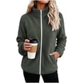 thumbnail image 6 of Feancey Womens Fleece Jackets Full Zip Stand Collar Lightweight Jacket Long Sleeve Casual Zip Up Cardigan Jackets Fall Outerwear with Pockets Dark Gray XXL, 6 of 8