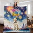 thumbnail image 2 of Happy New Year with Labrador Retriever Fireworks Holiday Xmas Winter 2025 Quilt Blanket Lab Dog Lover Gifts Cozy Comforter Throw Blanket - 00025, 2 of 5