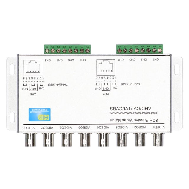 8 Channels Video Balun 720P/1080P AHD/CVI/TVI/CVBS Passive Video Twisted Pair Transceiver Multi-Function for Security Surveillance Conference