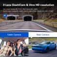 thumbnail image 4 of Videocámara automática del coche del G-Sensor 4K+1080P de la cámara de vídeo de 3 lentes con la tarjeta SD de 64GB/128GB, 4 of 9