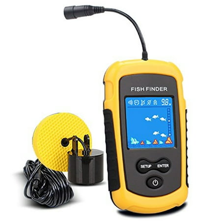 Reactionnx Portable Fish Finder, Handheld Fishfinder Fish Depth Finder with Sonar Sensor Transducer and LCD (Best Fish Finder App)