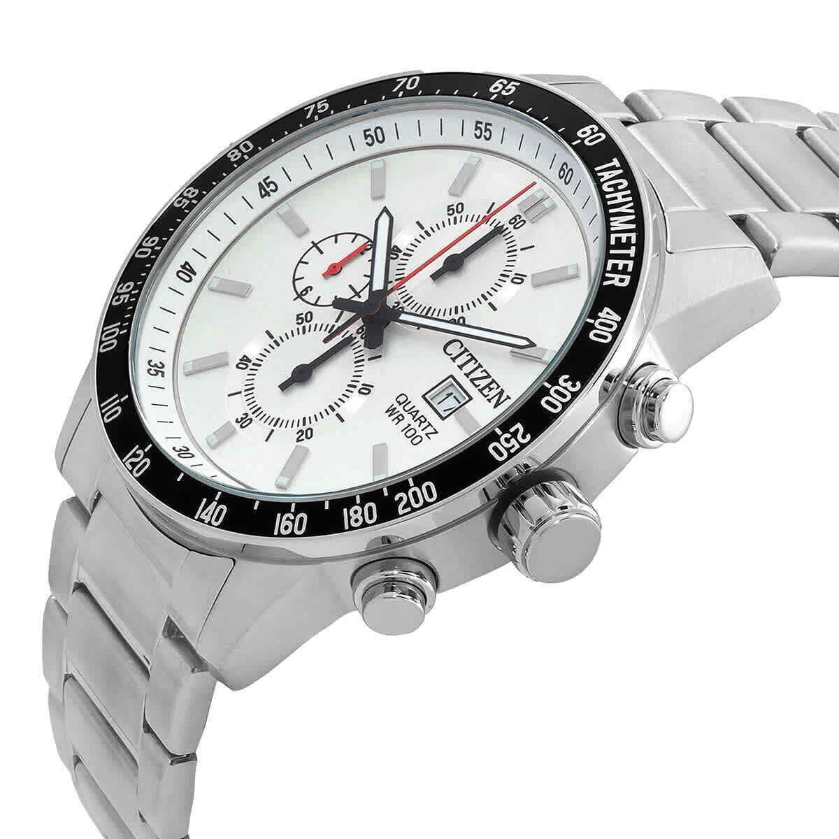NWT Citizen Chronograph Quartz Silver Dial Men\'s Watch 1112-S109205 CITIZEN SILVER WHITE DIAL SILVER | Mercari main image 4