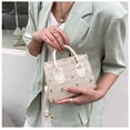thumbnail image 4 of Zhuge Bolso de hombro tejido para mujer, bolso de mano tejido, bolso de mano tejido elegante para playa de verano, bolsos de hombro de 6,29 x 3,14 x 5,31 pulgadas (blanco E), 4 of 5