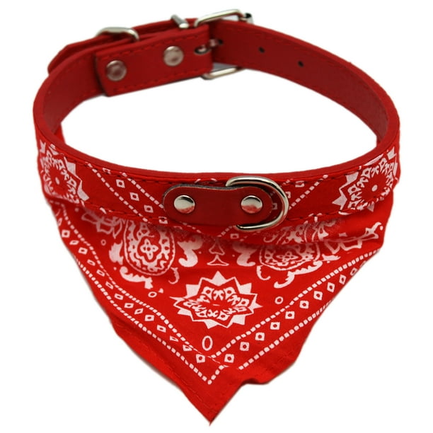 Red Bandana Faux Leather Dog Collar