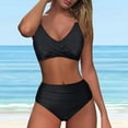 thumbnail image 6 of qucoqpe Womens Two Piece Bathing Suits with Built in Bra Sexy Wrap V Neck Back Tie Swimsuits Solid Color Slim Swimwear, 6 of 6