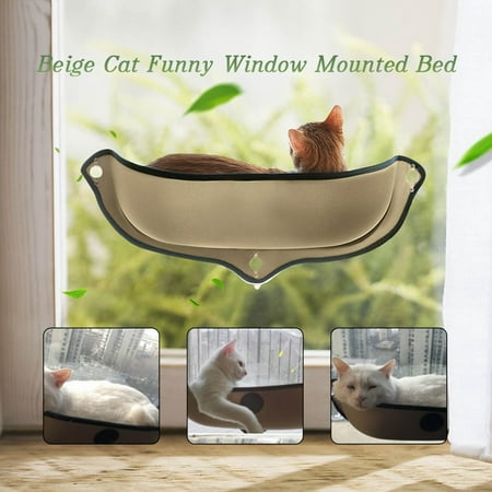 Support up to 26kg/57lbs Pet Cat Hammock House Window-Mounted Hanging Pet Cushion Shelf Cat Perch Seat Warm