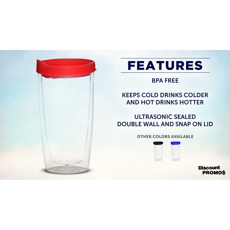 DISCOUNT PROMOS Plastic Tumblers 20 oz. Set of 6, Bulk Pack - With lids,  Ice Coffee Tumbler, To Go Cup, Insulated - White