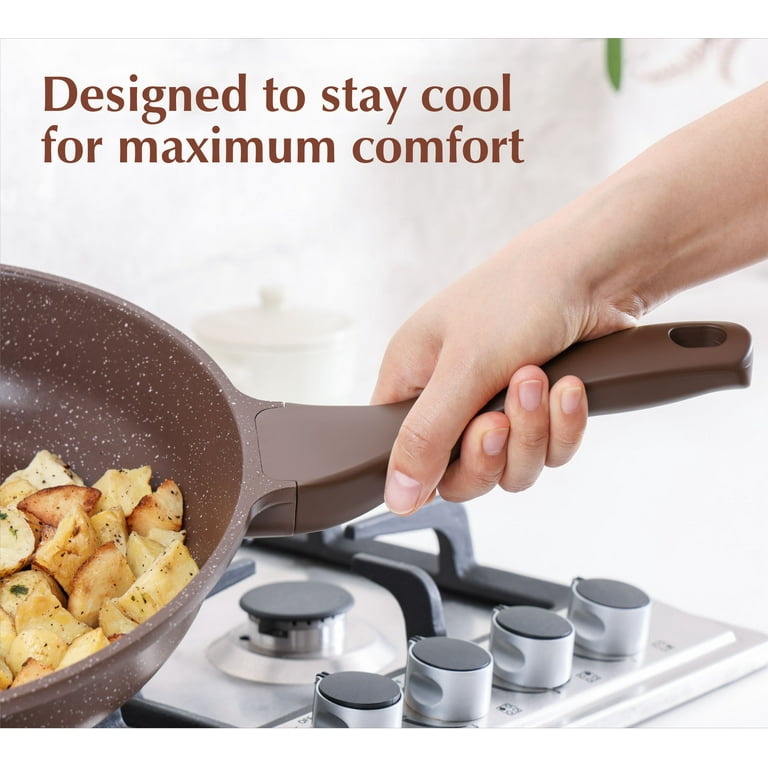 Sensarte Nonstick Granite Cookware Set, 21 Pieces, Toffee Brown