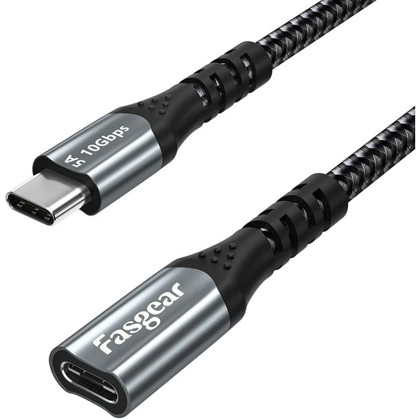 Fasgear Short USB C Extension Cable USB 3.1 Gen 2 Type C Male Female Thunderbolt 3 Extender Output Compatible for MacBook Mac,iPad Mini 6,Galaxy S22,Dell,Etc (0.5m,Black) - Walmart.com