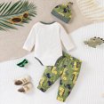 thumbnail image 4 of Gerichy Baby Boy Clothes Dinosaur Romper and Pants Hat Baby Boy's Clothing Infant Boy Clothes 3PCS Outfits Fall Winter 0-18 Months, 4 of 7