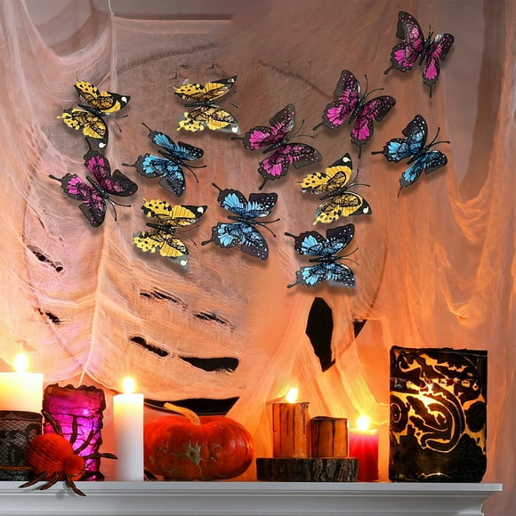 12pc Sticker Set Party Decoration/Scene Setting Multicolor Realistic Halloween Background Wall Decor/Room Bedroom Decor