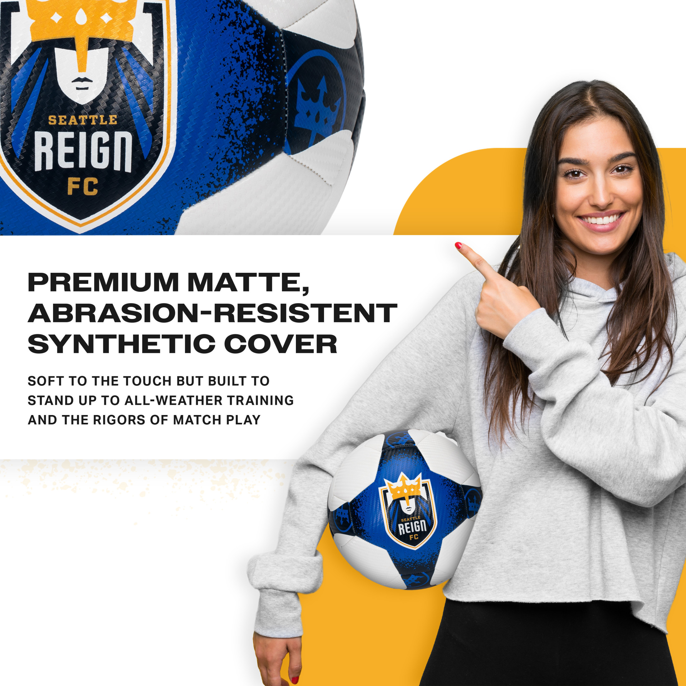 Franklin Sports NWSL Seattle Reign Soccer Ball - Official Size 5 Soccer Ball - Regulation Size + Weight Soccer Ball for Kids + Adults - Boys + Girls Soccer Ball - Air Pump Included