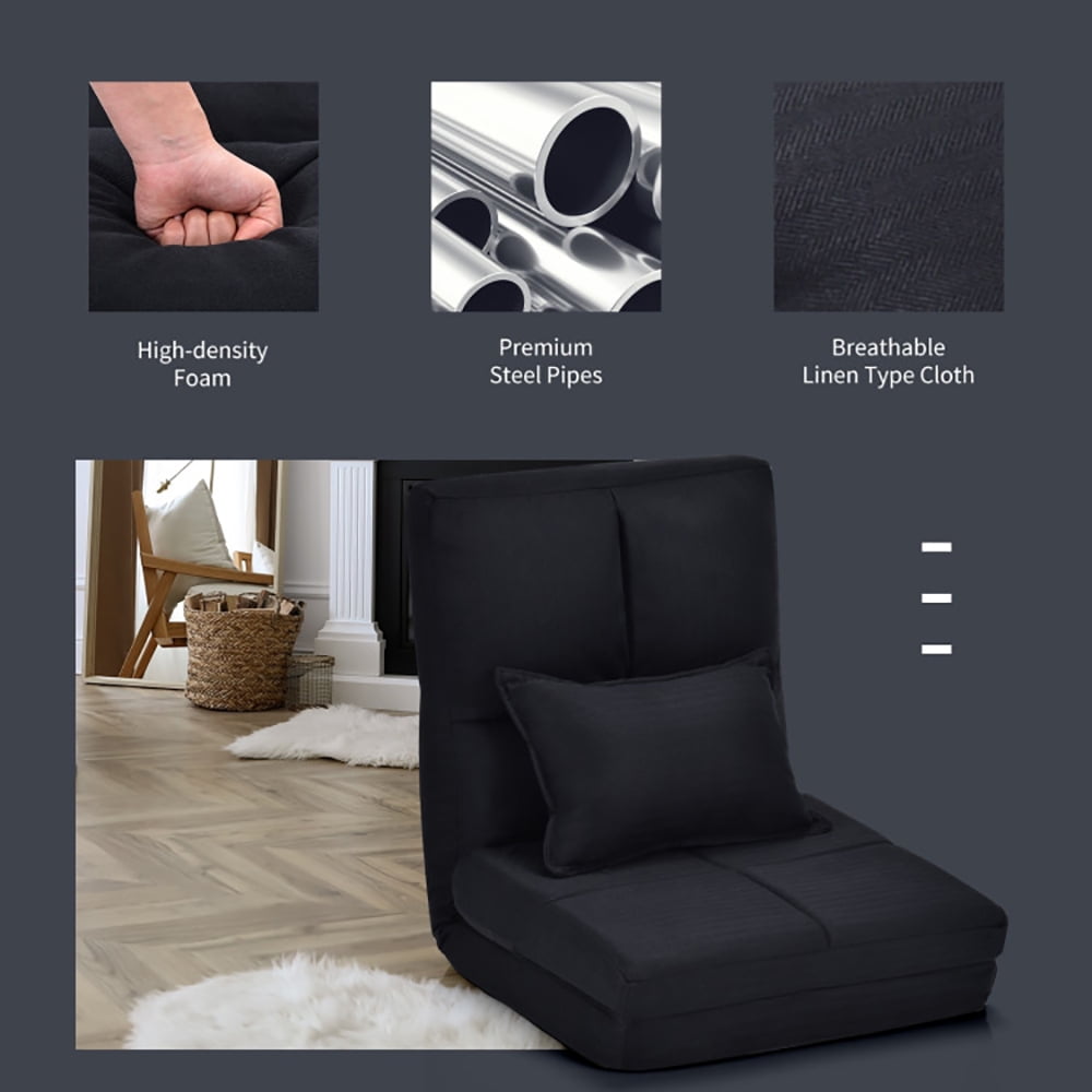Finihen Folding Sleeper Couch, Fold Down Flip Convertible Sleeper Couch with Pillow, Foldable Mattress for Living Room, Dorm, Home, Office, Apartment, Black Finihen Folding Sleeper Couch, Fold Down Flip Convertible Sleeper Couch with Pillow, Foldable Mattress for Living Room, Dorm, Home, Office, Apartment, Black