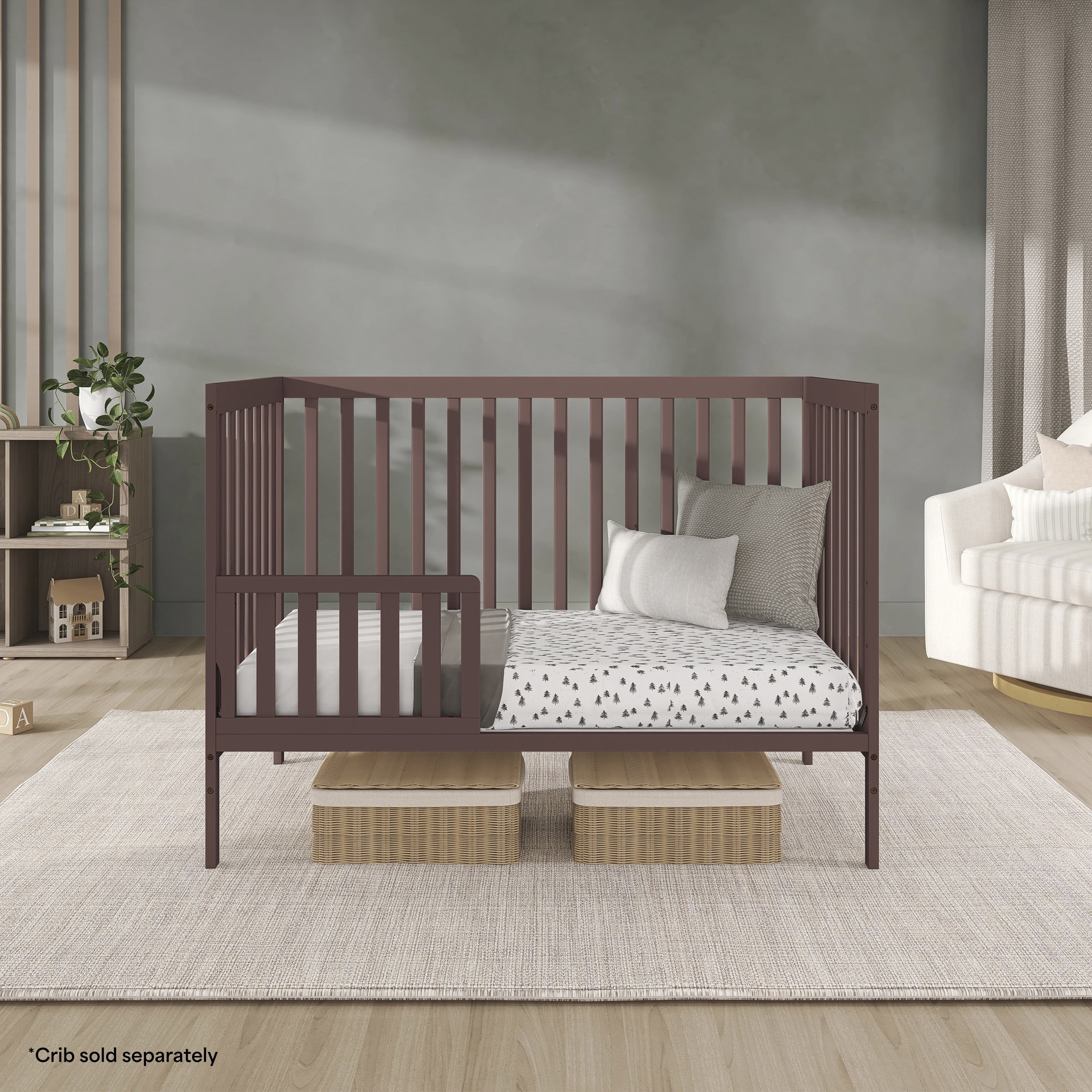 Dream On Me Convertible Crib Toddler Guard Rail in Bam, Converts Cribs to Toddler Beds