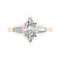 2 ctw 3 Stone Anniversary Ring for Women | Marquise Cut Moissanite | Hyperallergenic Solid 18K Rose Gold