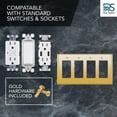 thumbnail image 4 of Rio Salto BRASS Signature Collection Standard Size Polished 4-Gang Rocker Decorator Wall Plate Cover Outlet Cover Light Switch Cover WallPlate Quad (4 Gang Rocker 1 Pack), 4 of 9