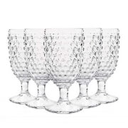 Hobnail Iced Tea Beverage Goblets 13 oz. set of 6 Premiun Glass Set for Wine Soda Juice Water Perfect for Dinner Parties Bars Restaurants Everyday use (Clear, Goblet)