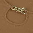 thumbnail image 7 of Stichou Women's Trendy Bodycon Cutout Rib-Knit Long Sleeve Solid Chain Midi Jersey Dress Light Brown 2XL, 7 of 7