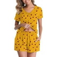 thumbnail image 5 of FRSASU Women Pajamas Set 2 Piece Cute Cherry Print Short Sleeve V Neck Top with Shorts Set Sleepwear with Pocket Yellow XL(XL), 5 of 8