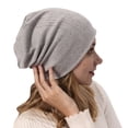 thumbnail image 2 of Tittly Winter Hats Beanie Knitted Double Layer Hot Drill To Keep Warm Neutral Loose Lightweight Hip Hop Soft Cotton Casual Elastic Wool Hat Skull Caps Hats for Women Grey One Size, 2 of 5