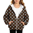thumbnail image 2 of Zip Up Hoodie for Girls Polka Dot Print Long Sleeve Sweatshirt Hooded Jacket Front Pockets Trendy Fall Winter Casual Loose Fit Top, 2 of 6