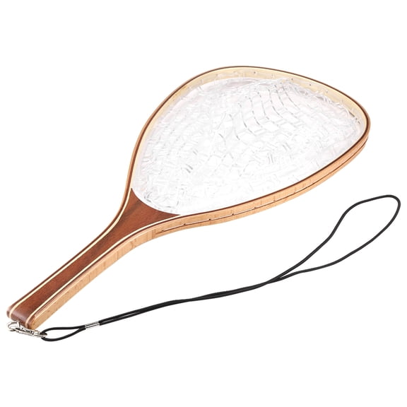 Landing Fish Net Fishing Hand Nets with Clear Rubber Mesh Netting Wooden Handle Fly Fishing Equipment for Catch