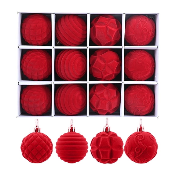 KuKeDi 12 Pack Christmas Ornaments Balls, 2.36 Inch Flocked Christmas Tree Decorations