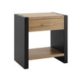 thumbnail image 3 of Christopher Knight Home Wooden Nightstand with Drawer, Bedside Table with Open Shelf, Natural+Black, 3 of 13