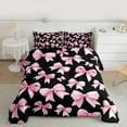 thumbnail image 2 of jejeloiu Kawaii Bowtie Ribbon Queen Comforter Set,Cute Bow Bowknot Bedding Sets,Pink Black Bedding Comforter Set For Girls Teens,Luxury Bedroom Decor Reversible,3 Pieces, 2 of 8