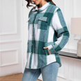 thumbnail image 4 of Womens Flannel Plaid Shacket Jacket Fleece Sherpa Lined Button Down Tartan Trench with Pocket Fashion Coat, 4 of 6