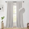 thumbnail image 6 of 100% Blackout Curtains 2 Panels Set, Thermal Insulated Linen Textured Blackout drape for Bedroom, Back Tab/Rod Pocket Curtains, Beige W50"XL108", 6 of 7